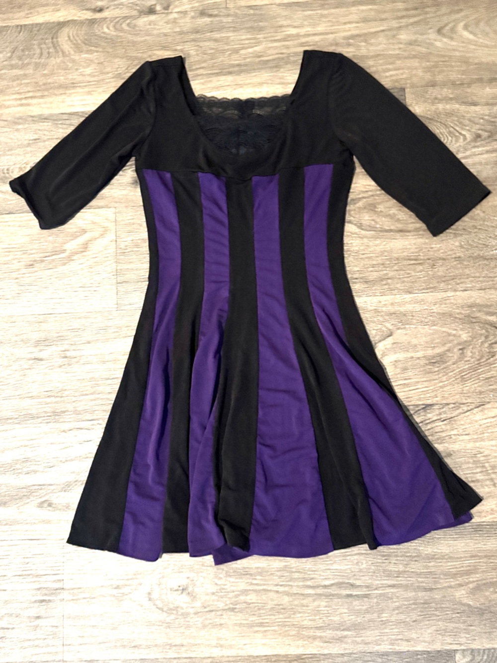 Y2K dress Black and Purple Striped  Dress whimsigoth witchy gothic